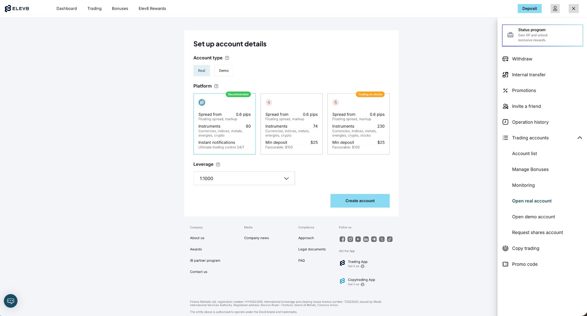 Platform Selection Screen